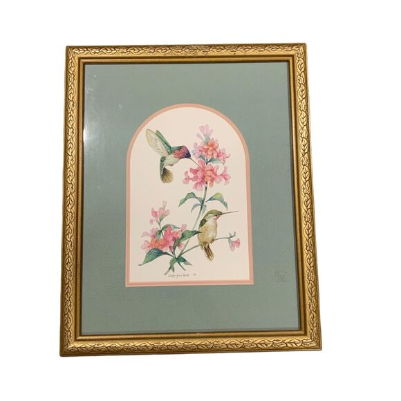 Hummingbirds Print Matted and Framed by Carolyn Shore Wright 16x13 - Picture 1 of 3
